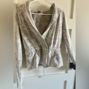 Cross over zipped asymmetrical sweatshirt jacket